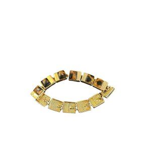 vintage Y2k gold tone magnetic clasp tortoise shell bracelet ladies *flawed *